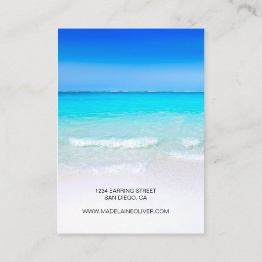 海ブルーシーンジュエリーネックレスディスプレイ 名刺 (裏面)