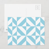 海ブルージオメトリックデコキューブパターン ポストカード (正面/裏面)