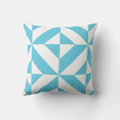 海ブルージオメトリックデコパターン クッション (裏面)
