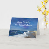 海ブルースカイで彼女の宗教的な波のための誕生日 カード (黄色い花)