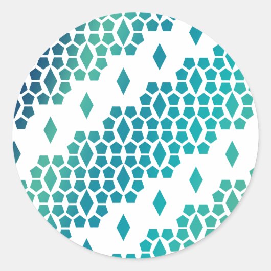 海ブルーダイヤモンドとハニカムパターン ラウンドシール (正面)
