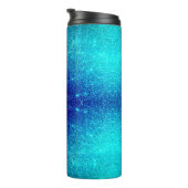 海ブルーティール(緑がかった色)グリタグラデーションリー名前をカスタムするカウト タンブラー (回転右)