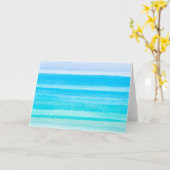 海ブルーティール(緑がかった色)水彩グラデーションストライプ カード (黄色い花)