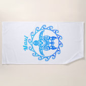 海ブルートライバルタートルマウイ ビーチタオル (正面)