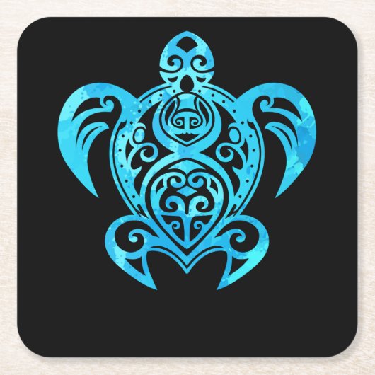 海ブルートリバルハワイアンシータートル スクエアペーパーコースター (正面)