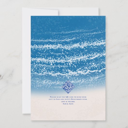 海ブルートロピカルハネムーンカップルシャワー 招待状 (裏面)