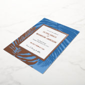 海ブルートロピカルパーム結婚リーフ 箔招待状 (回転した状態)