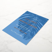 海ブルートロピカルパーム結婚リーフ 箔招待状 (回転した状態)