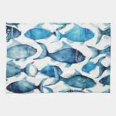 海ブルーネイビー | シーサイドコースタルホームデコール キッチンタオル (横)