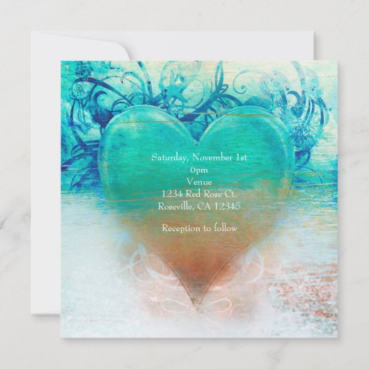 海ブルーハートビーチ熱帯招待状 招待状 (裏面)