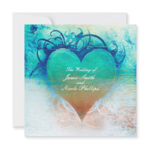 海ブルーハートビーチ熱帯招待状