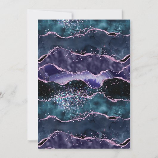 海ブルーパープルアガテマーブルアーチムスリム結婚ズ 招待状 (裏面)