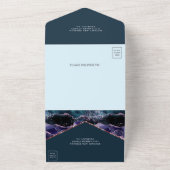 海ブルーパープルグリッターアゲートマーブル結婚ズ オールインワン招待状 (外側)