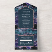 海ブルーパープルグリッターアゲートマーブル結婚ズ オールインワン招待状 (内側)