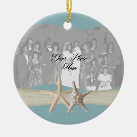 海ブルーヒトデの写真 セラミックオーナメント (正面)