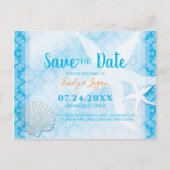 海ブルービーチ結婚式日付の保存 ポストカード (正面)