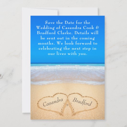 海ブルービーチ結婚式2ハートインザサンド 招待状 (裏面)