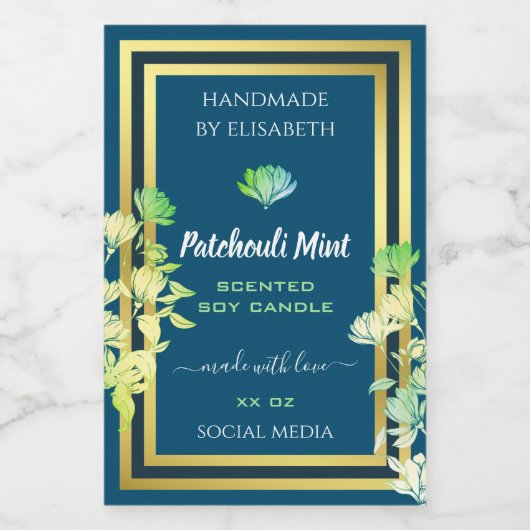 海ブルーフローラ製品パッケージラベル金ゴールド フードラベル (シングルラベル)