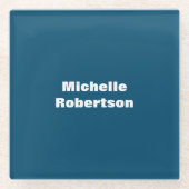 海ブループレーンのミニマリスト独自の名前を追加 ガラスコースター (正面)