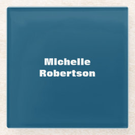 海ブループレーンのミニマリスト独自の名前を追加 ガラスコースター