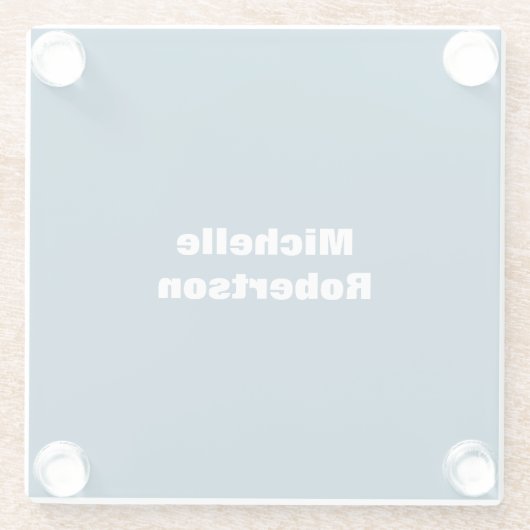 海ブループレーンのミニマリスト独自の名前を追加 ガラスコースター (裏面)