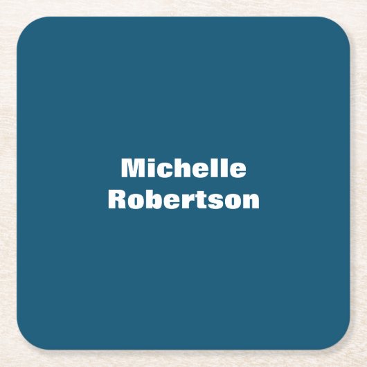 海ブループレーンのミニマリスト独自の名前を追加 スクエアペーパーコースター (正面)