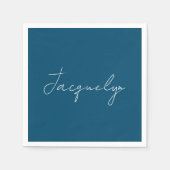 海ブループレーンエレガントミニマモダンリスト名 スタンダードカクテルナプキン (正面)