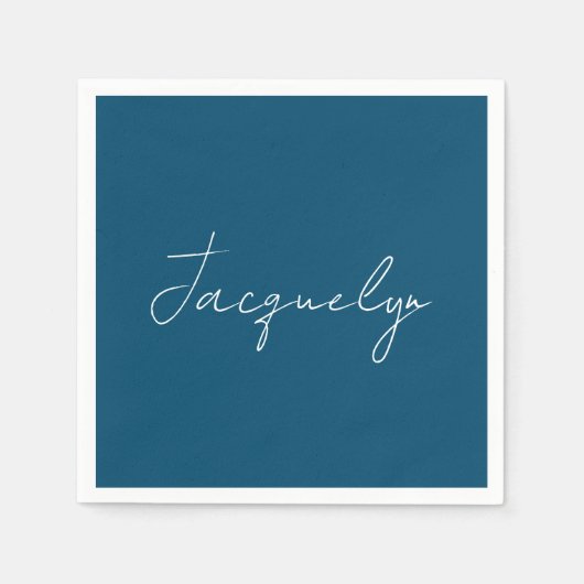海ブループレーンエレガントミニマモダンリスト名 スタンダードカクテルナプキン (正面)