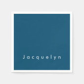 海ブループレーンエレガントミニマモダンリスト名 スタンダードカクテルナプキン (正面)