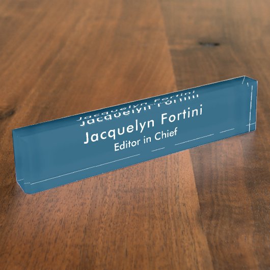 海ブループレーンエレガントミニマモダンリスト デスクネームプレート (側面)