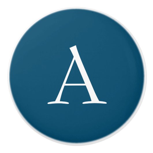 海ブループレーンエレガントモノグラモダンムイニシャル セラミックノブ (正面)