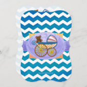 海ブルーベビーシャワーホタテ 招待状 (正面/裏面)