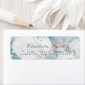 海ブルーホワイトマーブル差出人住所ラベル ラベル (インサイチュ)