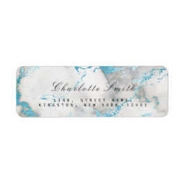 海ブルーホワイトマーブル差出人住所ラベル ラベル