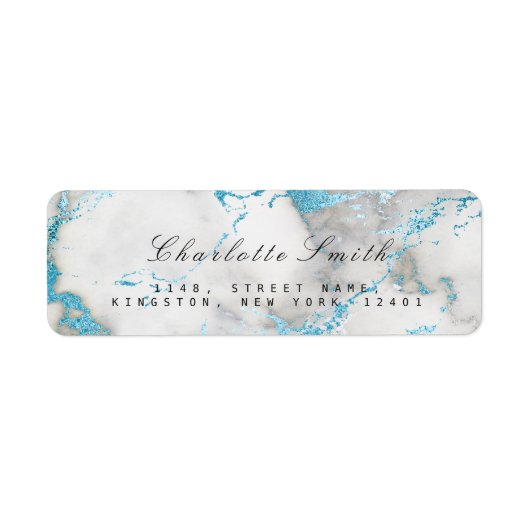 海ブルーホワイトマーブル差出人住所ラベル ラベル (正面)