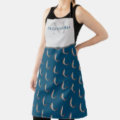 海ブルーホワイトモノグラム名トラウト模様 エプロン (インサイチュ)