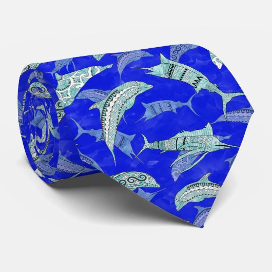 海ブルーマリンアニマルズドルフィンマーリンズ ネクタイ (ロール)