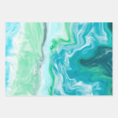 海ブルーマーブルフルードアート誕生日 ラッピングペーパーシート (正面3)