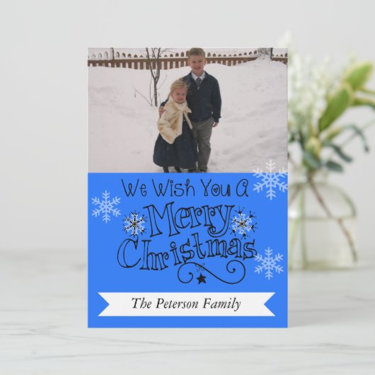 海ブルーメリークリスマスフォトホリデーカード シーズンカード (スタンド正面)