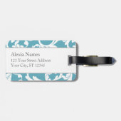 海ブルーモノグラムのダマスクプリント ラゲッジタグ (裏面横)