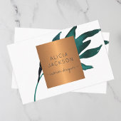 海ブルーリーフグラム銅シックインテリアデザイナー 名刺