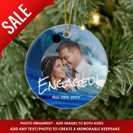 海ブルー写真クリスマスデコミニマルレーション セラミックオーナメント