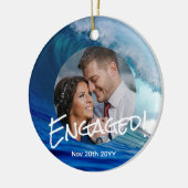 海ブルー写真クリスマスデコミニマルレーション セラミックオーナメント (左)