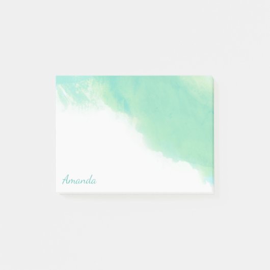 海ブルー抽象芸術水彩モノグラム ポストイット (正面)