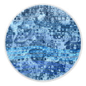 海ブルー抽象芸術水模様 セラミックノブ (正面)