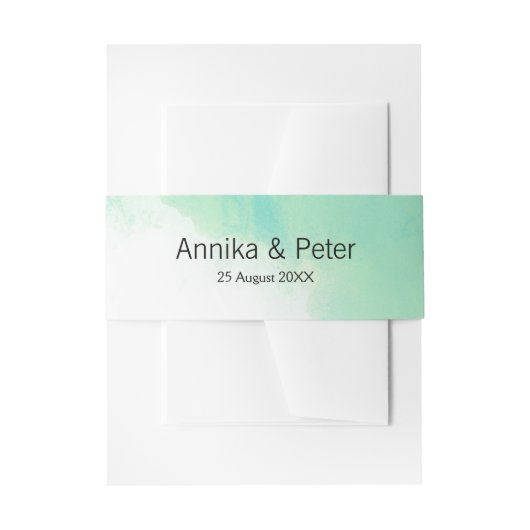 海ブルー抽象芸術水結婚色 招待状ベリーバンド (正面例)