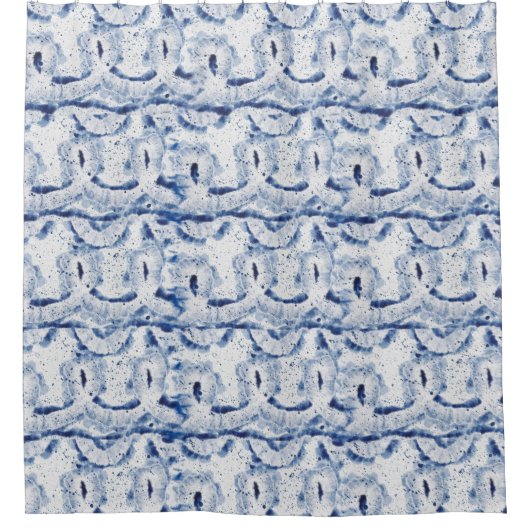 海ブルー抽象芸術絞り染めパタ伝統的ーン シャワーカーテン (正面)