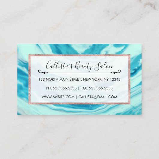 海ブルー抽象芸術絵を描ビーチ大理石波 ロイヤリティカード (裏面)