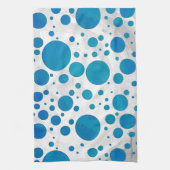 海ブルー水玉模様 キッチンタオル (縦)