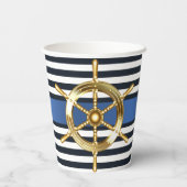 海ブルー海の下にかわいいクジラの赤ちゃんシャワー 紙コップ (裏面)